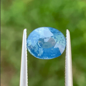 2.04 carat Opalescent Greenish Blue Oval Cut Natural Blue Sapphire
